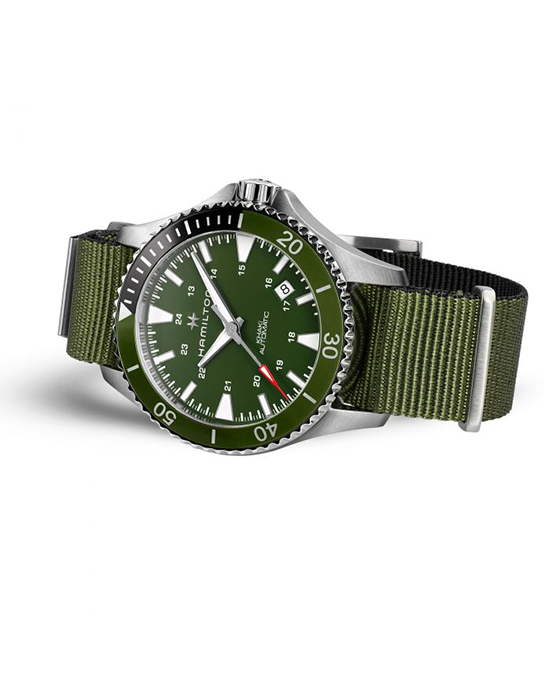 Hamilton Hamilton Khaki Navy Scuba Auto H82375961, khaki navy швейцария мужские часы на браслете тканевый боковой вид